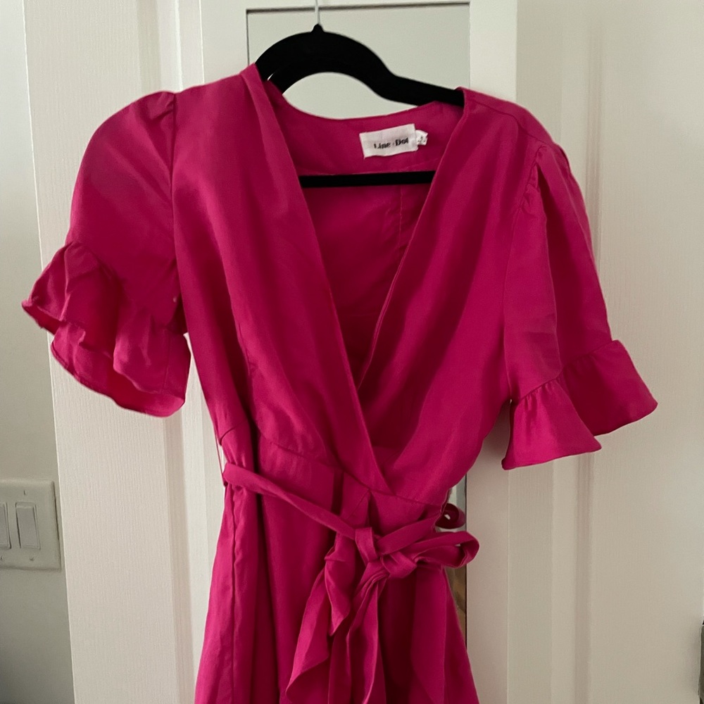 LINE & DOT RUFFLE WRAP DRESS💕